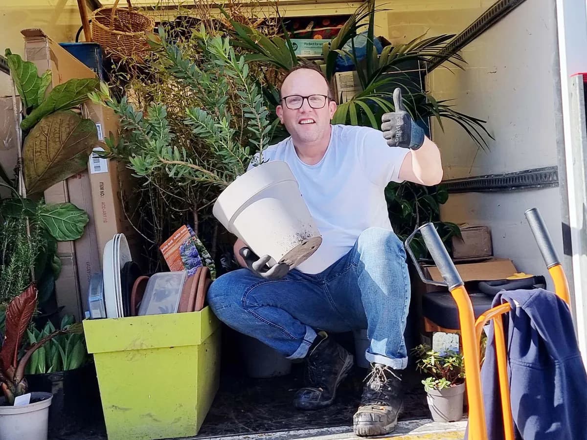 Loading plants and garden items into the van